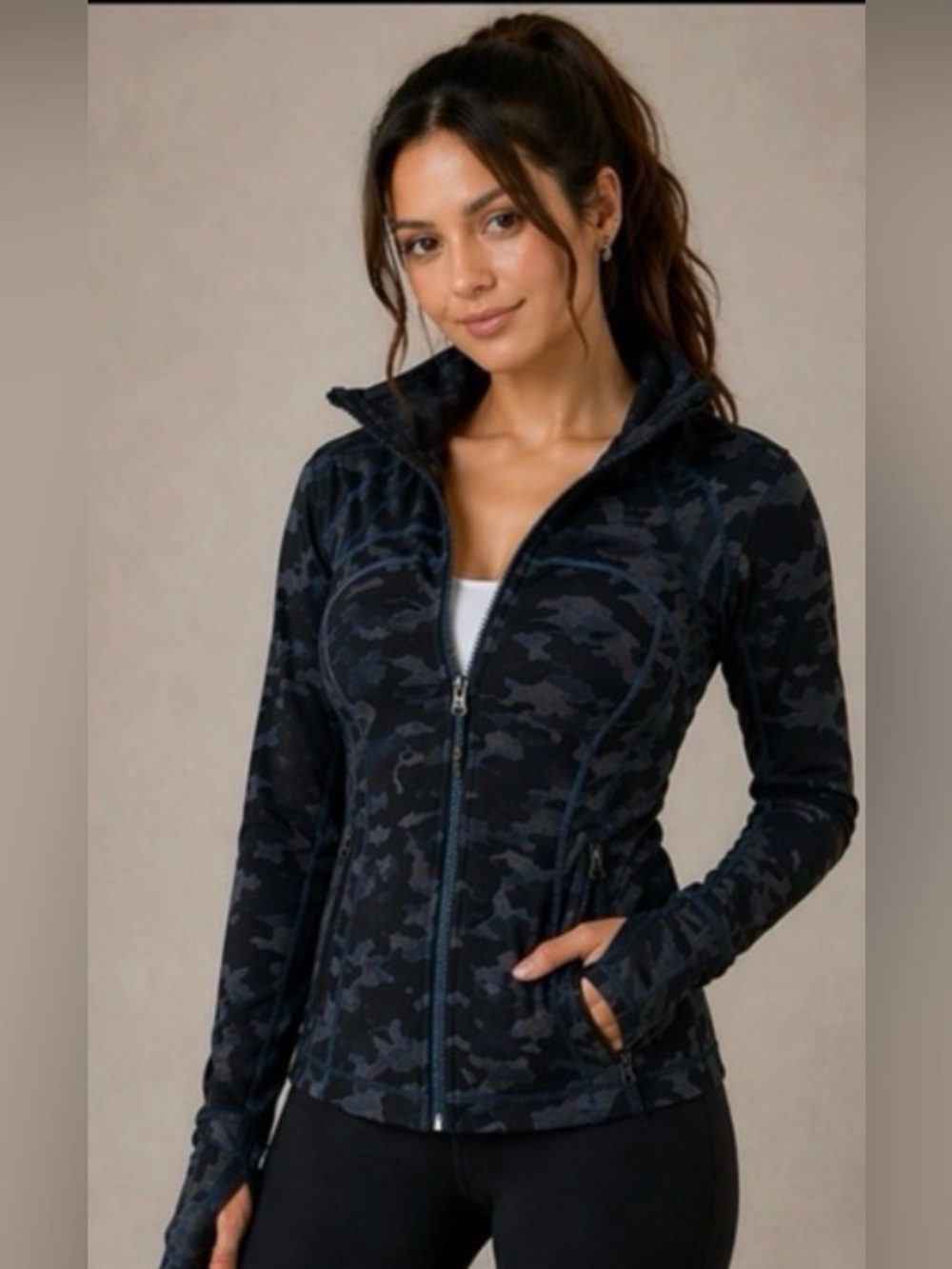 Lululemon Define Jacket Blue Camo Print Discontinued Luon Full Zip Size 8
